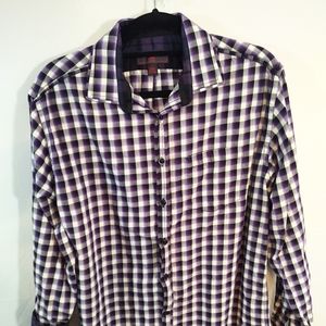 Egara L men's flip cuff shirt purple check